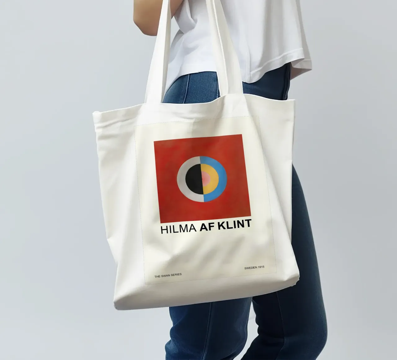 Hilma af Klint La serie dei cigni Cerchio astratto borsa in juta da homdeco