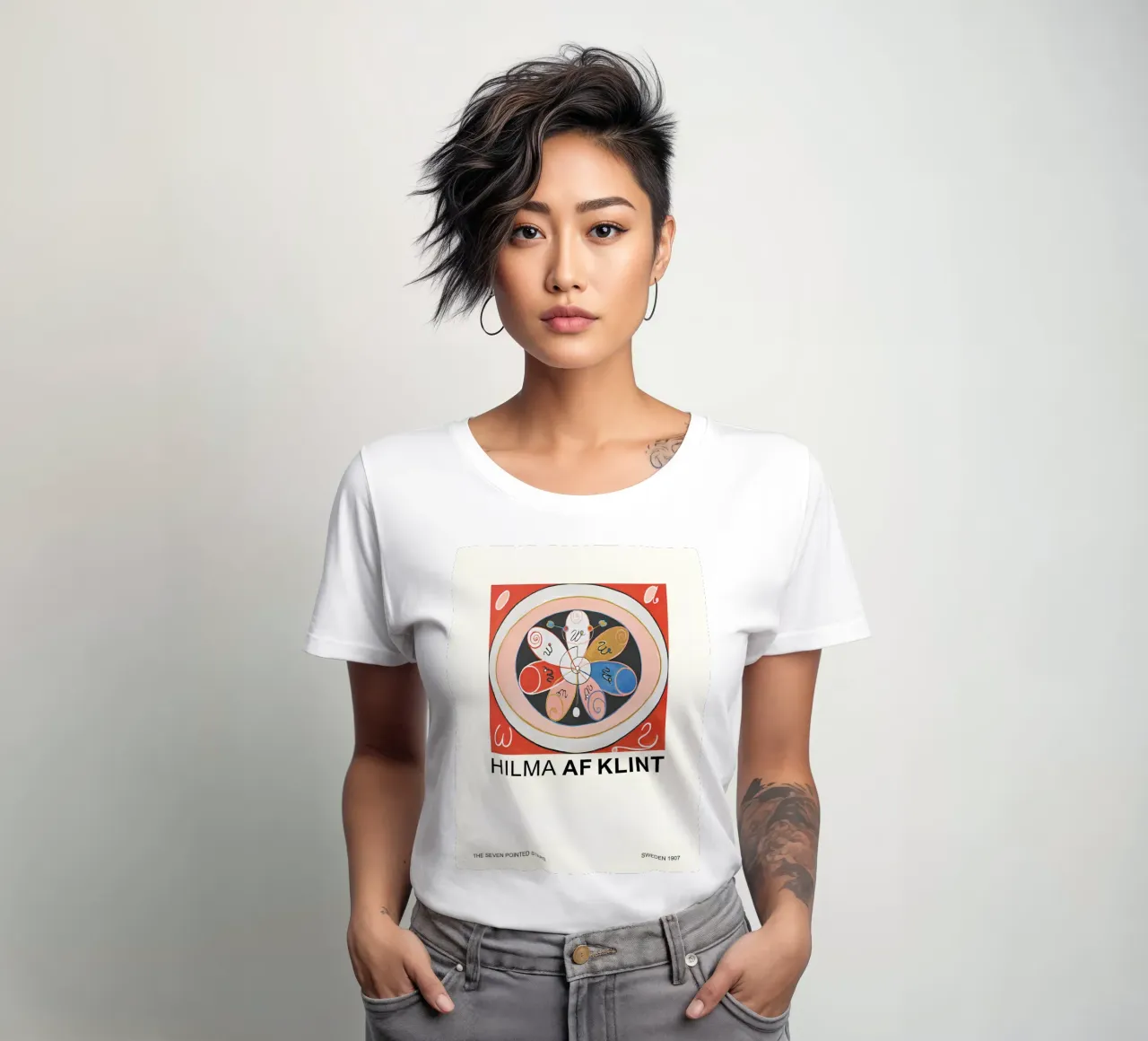 Hilma af Klint Sette stelle a punta in fiore astratto t-shirt da donna da homdeco