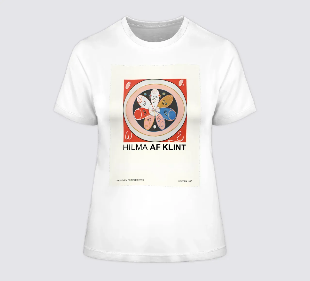 Hilma af Klint Sette stelle a punta in fiore astratto t-shirt da donna da homdeco