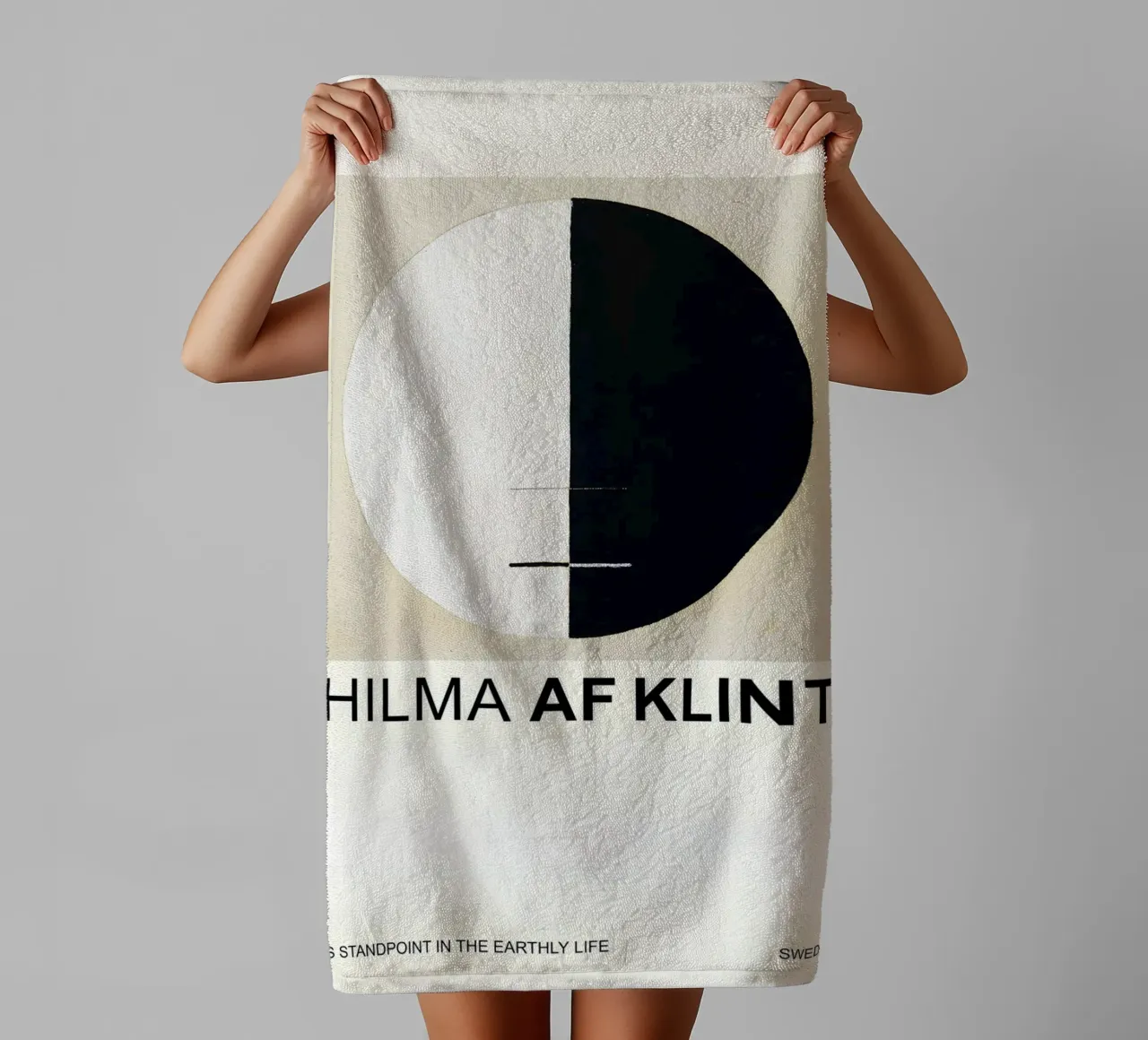 Hilma af Klint Point de vue de Bouddha Noir Blanc Abstrait serviette de bain de homdeco