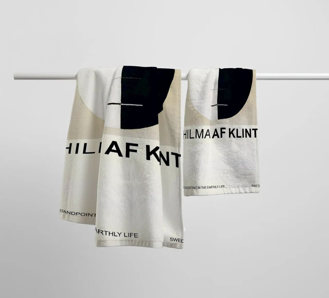 Hilma af Klint Point de vue de Bouddha Noir Blanc Abstrait serviette de bain de homdeco