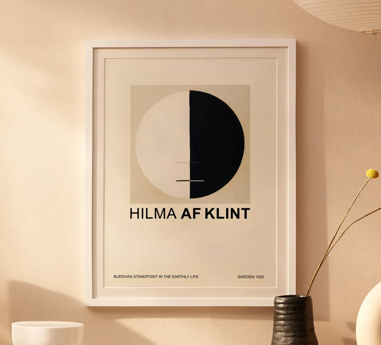 Hilma af Klint Point de vue de Bouddha Noir Blanc Abstrait poster avec cadre en aluminium de homdeco