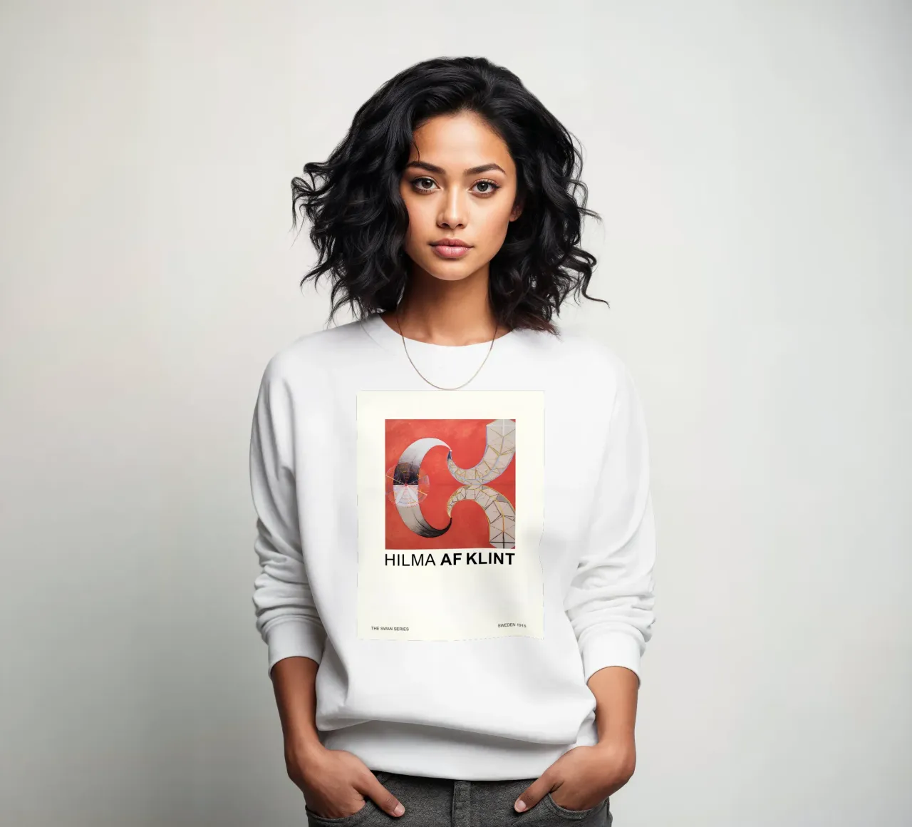 Hilma af Klint The Swan Series Abstract Red Forms sweatshirt by homdeco