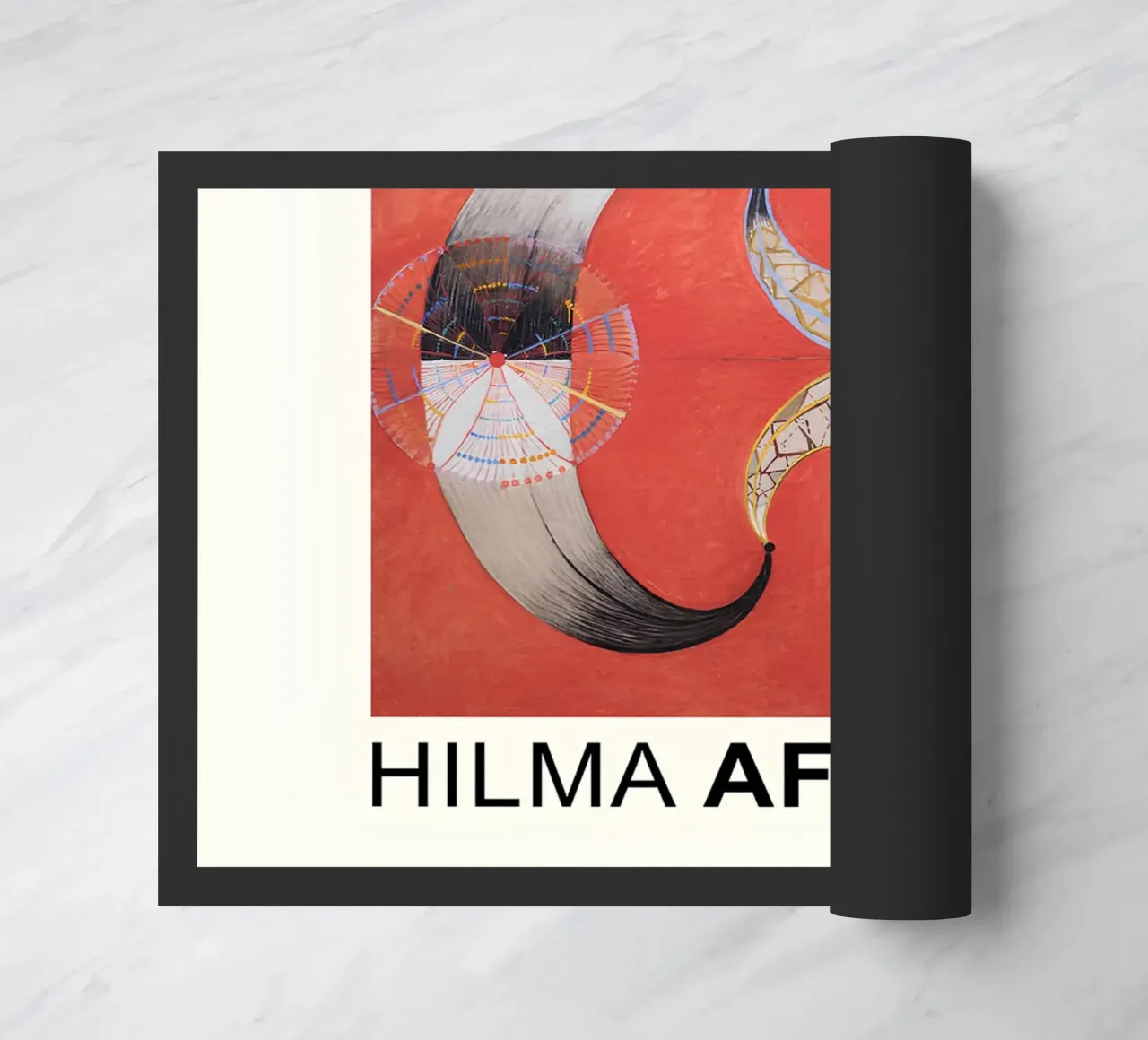 Hilma af Klint The Swan Series Abstract Red Forms doormat by homdeco