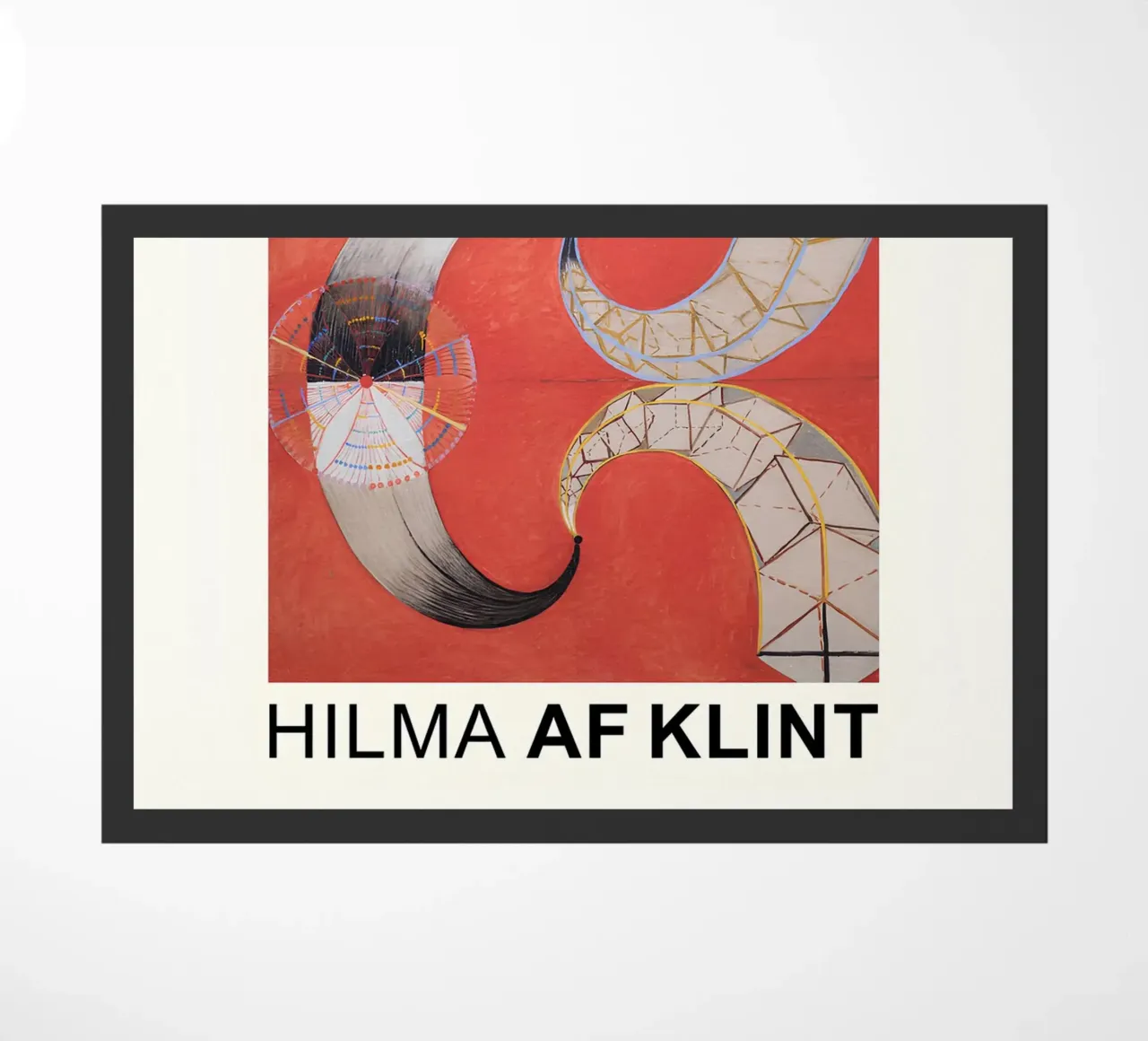 Hilma af Klint The Swan Series Abstract Red Forms doormat by homdeco