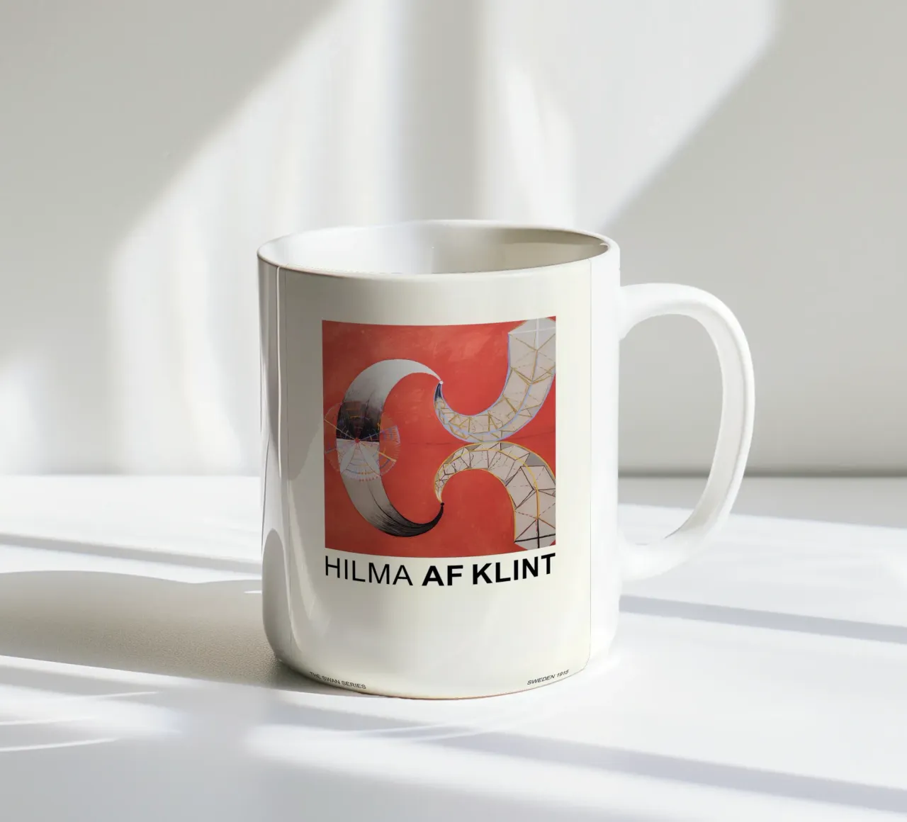 Hilma af Klint The Swan Series Abstract Red Forms ceramic mug by homdeco