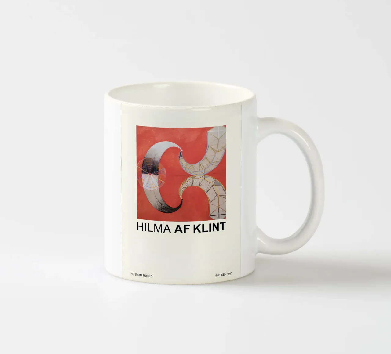 Hilma af Klint The Swan Series Abstract Red Forms ceramic mug by homdeco