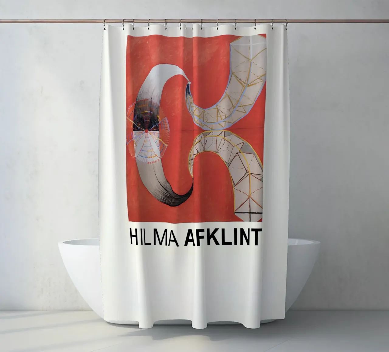 Hilma af Klint The Swan Series Abstract Red Forms shower curtain by homdeco