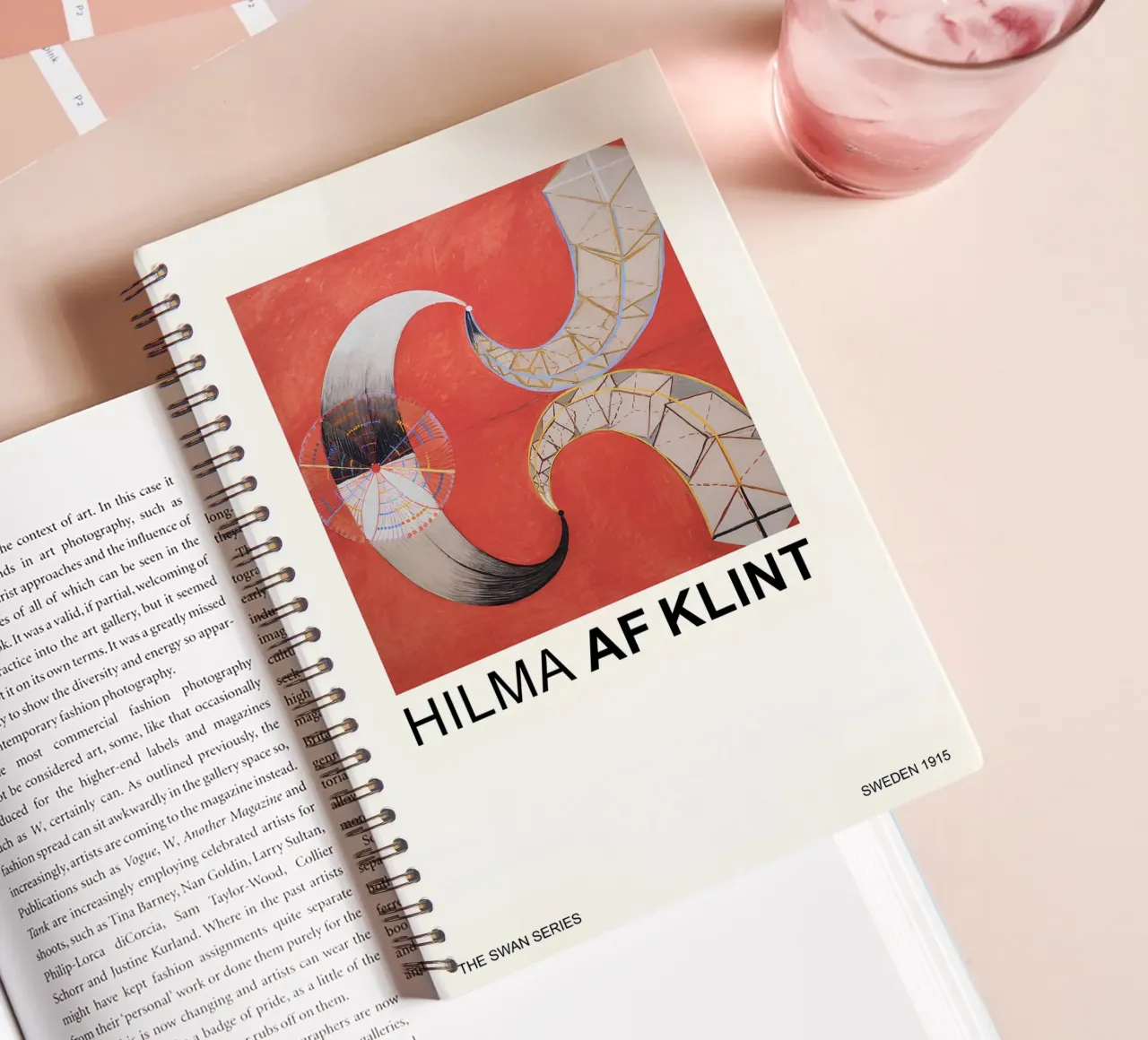 Hilma af Klint The Swan Series Abstract Red Forms spiral notebook by homdeco