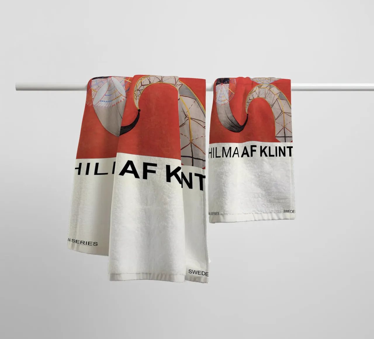 Hilma af Klint The Swan Series Abstract Red Forms towel by homdeco