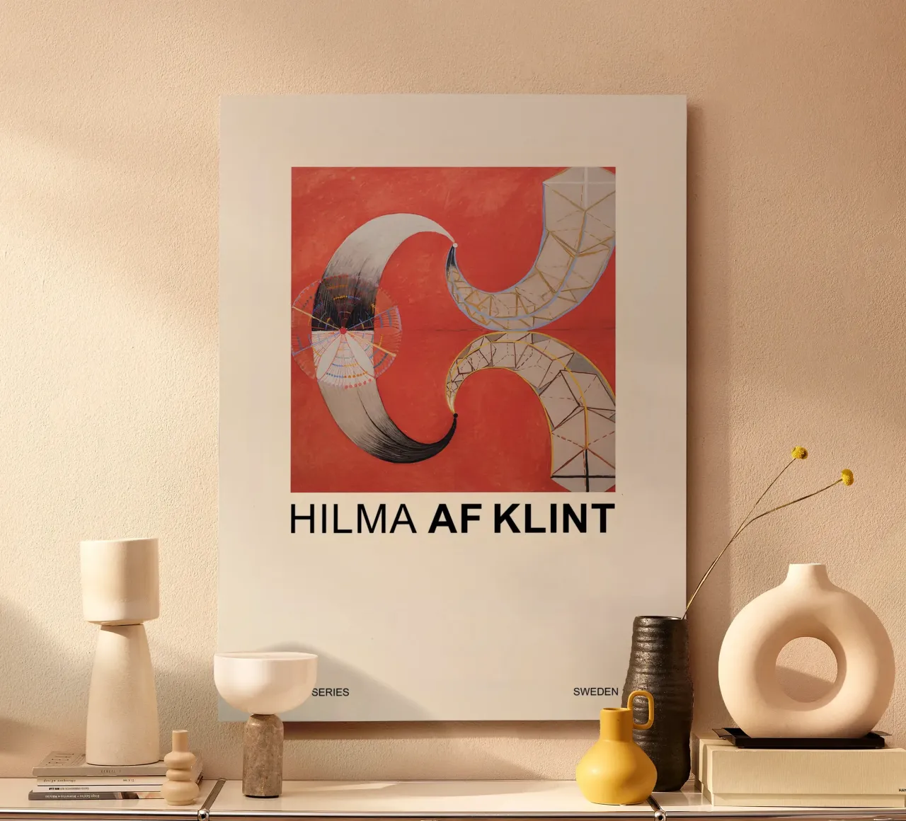 Hilma af Klint The Swan Series Abstract Red Forms alu-dibond by homdeco