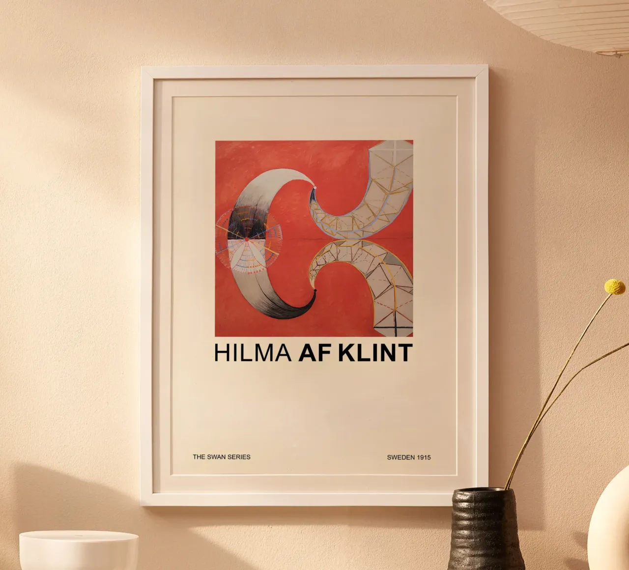 Hilma af Klint The Swan Series Abstract Red Forms poster by homdeco