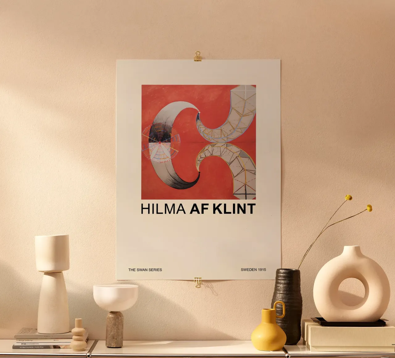 Hilma af Klint The Swan Series Abstract Red Forms poster by homdeco