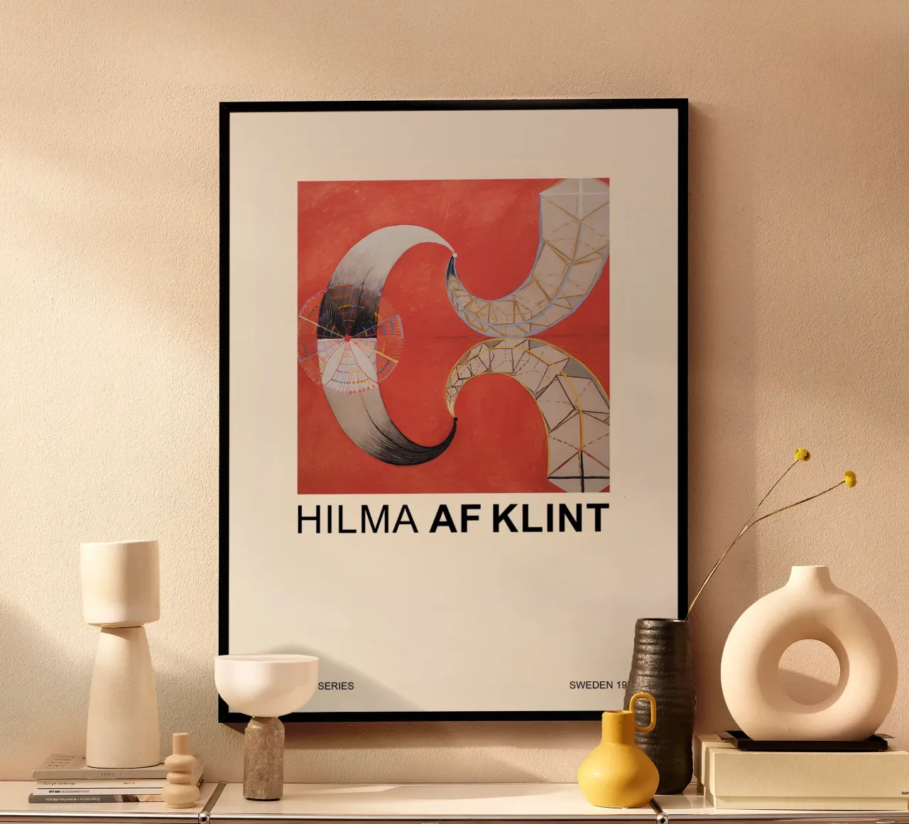 Hilma af Klint The Swan Series Abstract Red Forms poster by homdeco