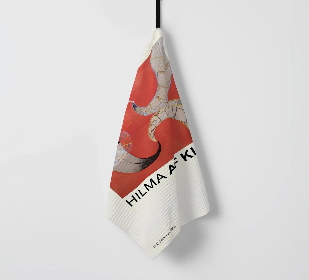 Hilma af Klint The Swan Series Abstract Red Forms tea towel by homdeco