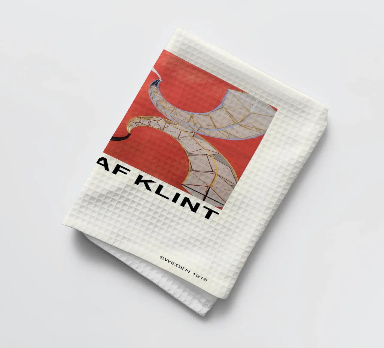 Hilma af Klint The Swan Series Abstract Red Forms tea towel by homdeco