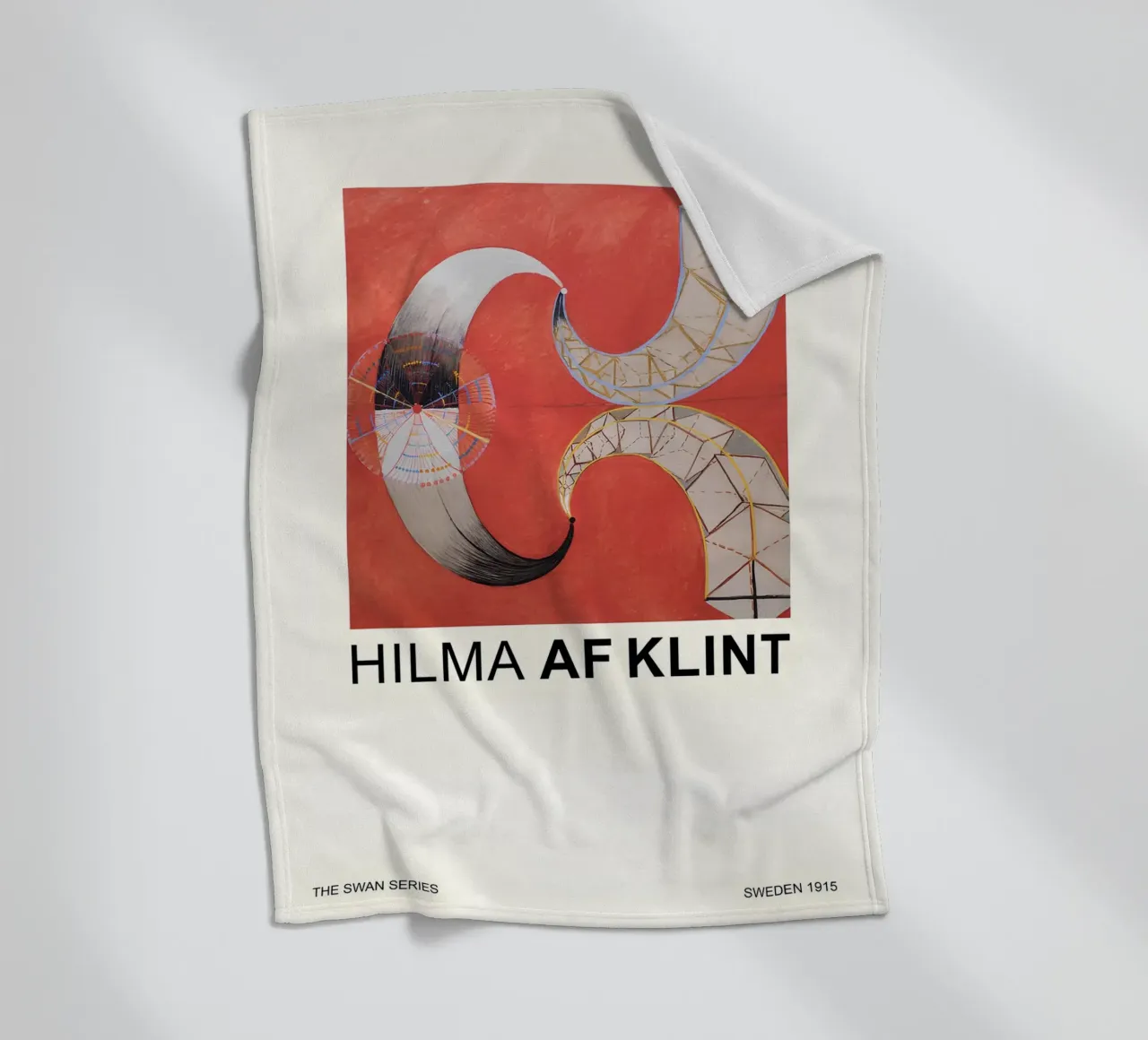 Hilma af Klint The Swan Series Abstract Red Forms fleece blanket by homdeco