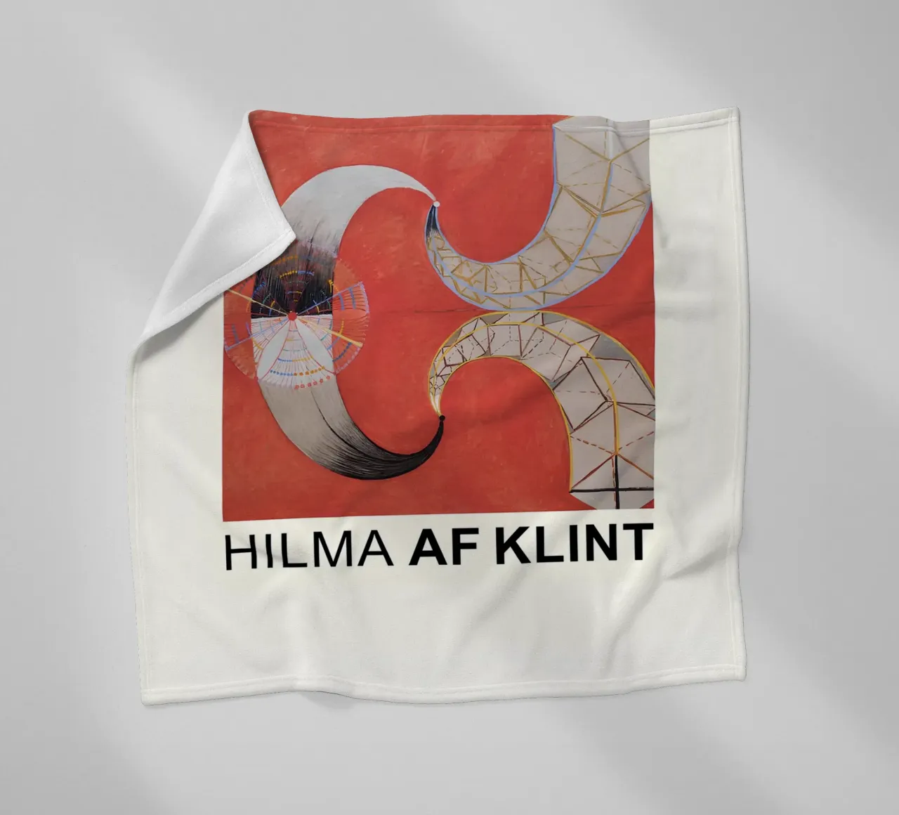 Hilma af Klint The Swan Series Abstract Red Forms fleece blanket by homdeco