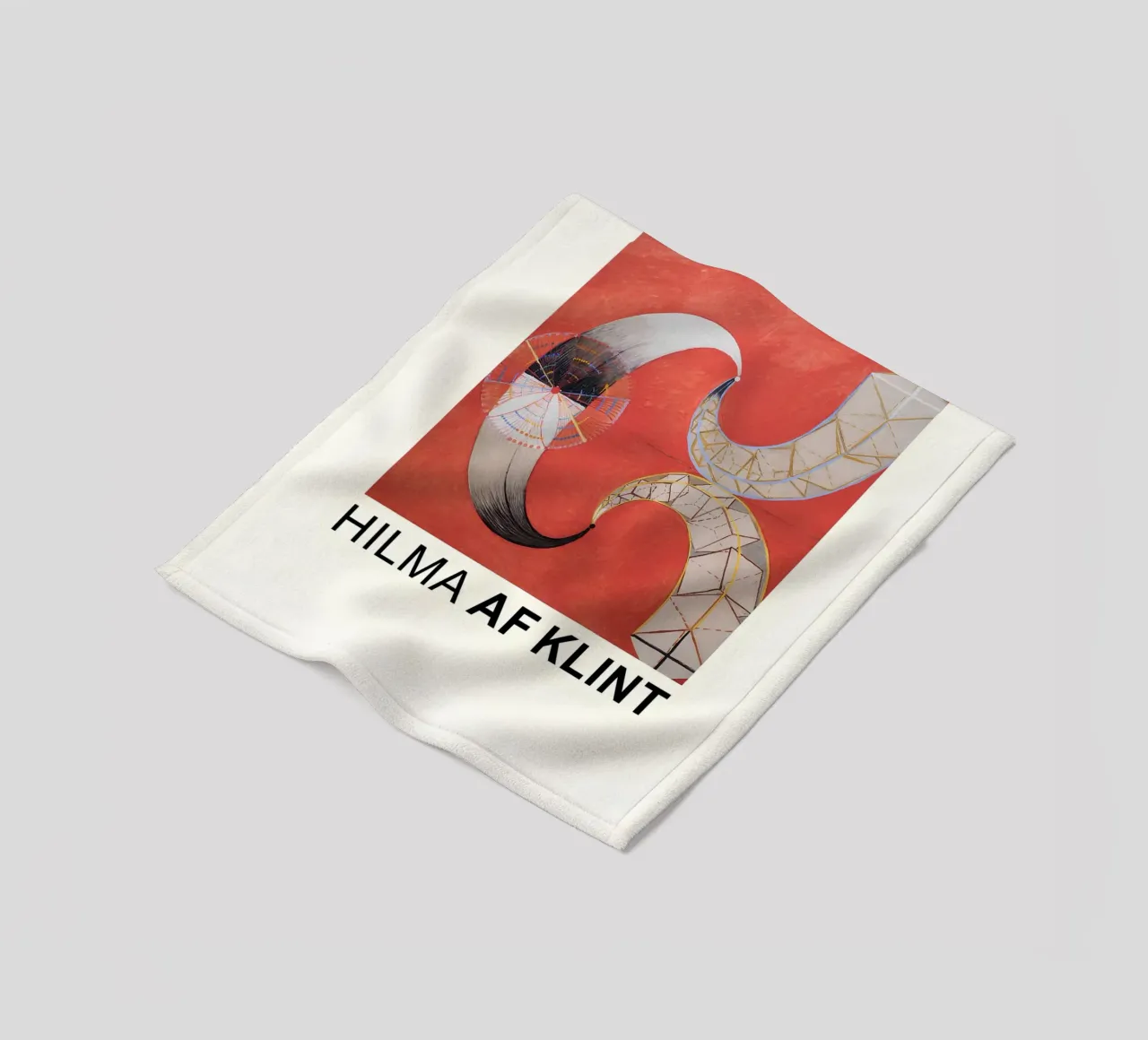 Hilma af Klint The Swan Series Abstract Red Forms fleece blanket by homdeco