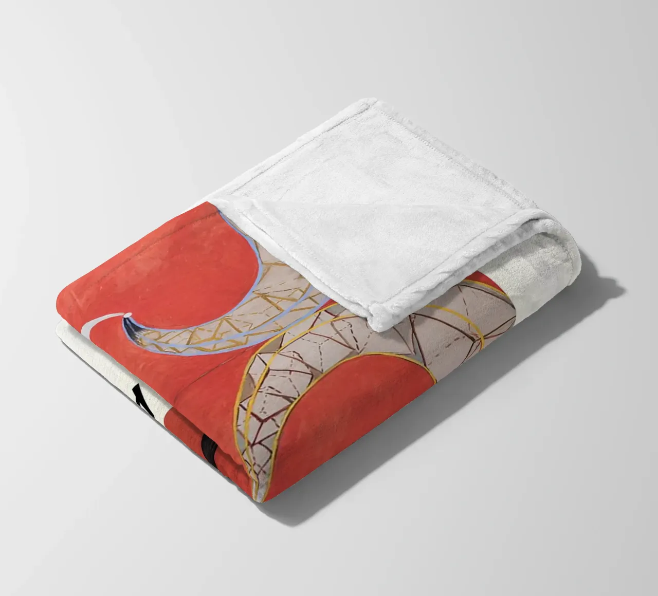 Hilma af Klint The Swan Series Abstract Red Forms fleece blanket by homdeco