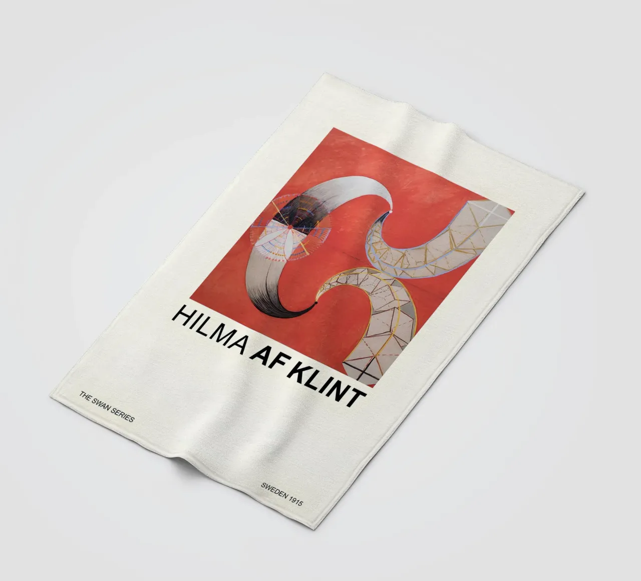 Hilma af Klint The Swan Series Abstract Red Forms fleece blanket by homdeco