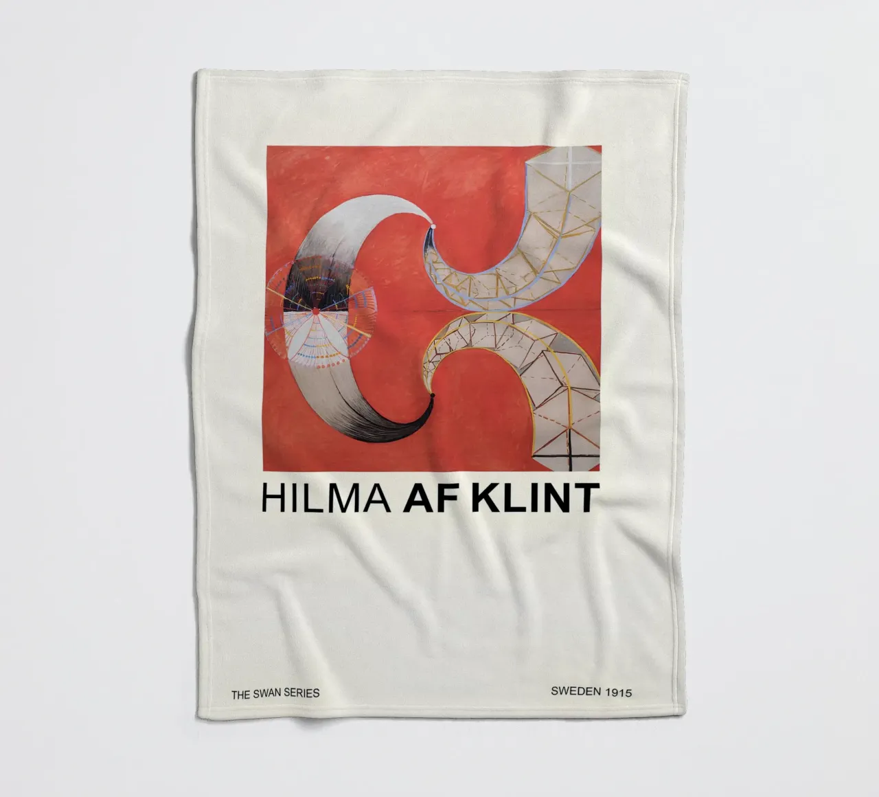 Hilma af Klint The Swan Series Abstract Red Forms fleece blanket by homdeco