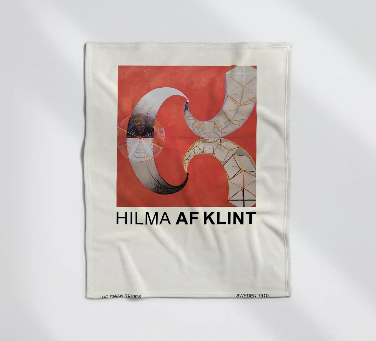 Hilma af Klint The Swan Series Abstract Red Forms fleece blanket by homdeco