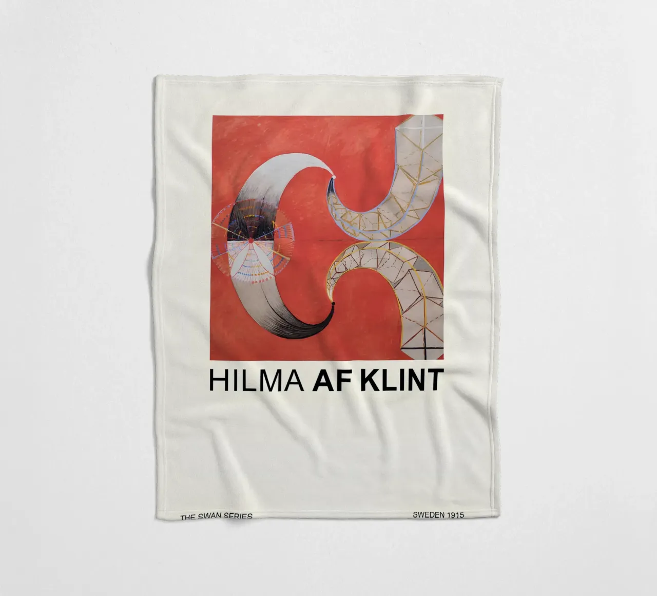 Hilma af Klint The Swan Series Abstract Red Forms fleece blanket by homdeco
