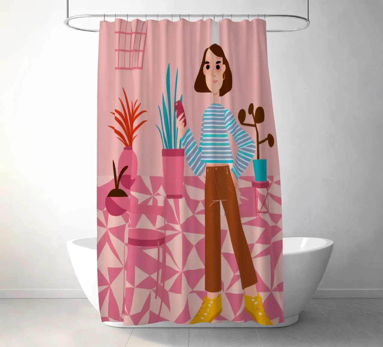 Positività del pavimento modellato tenda da doccia da Veil Maya
