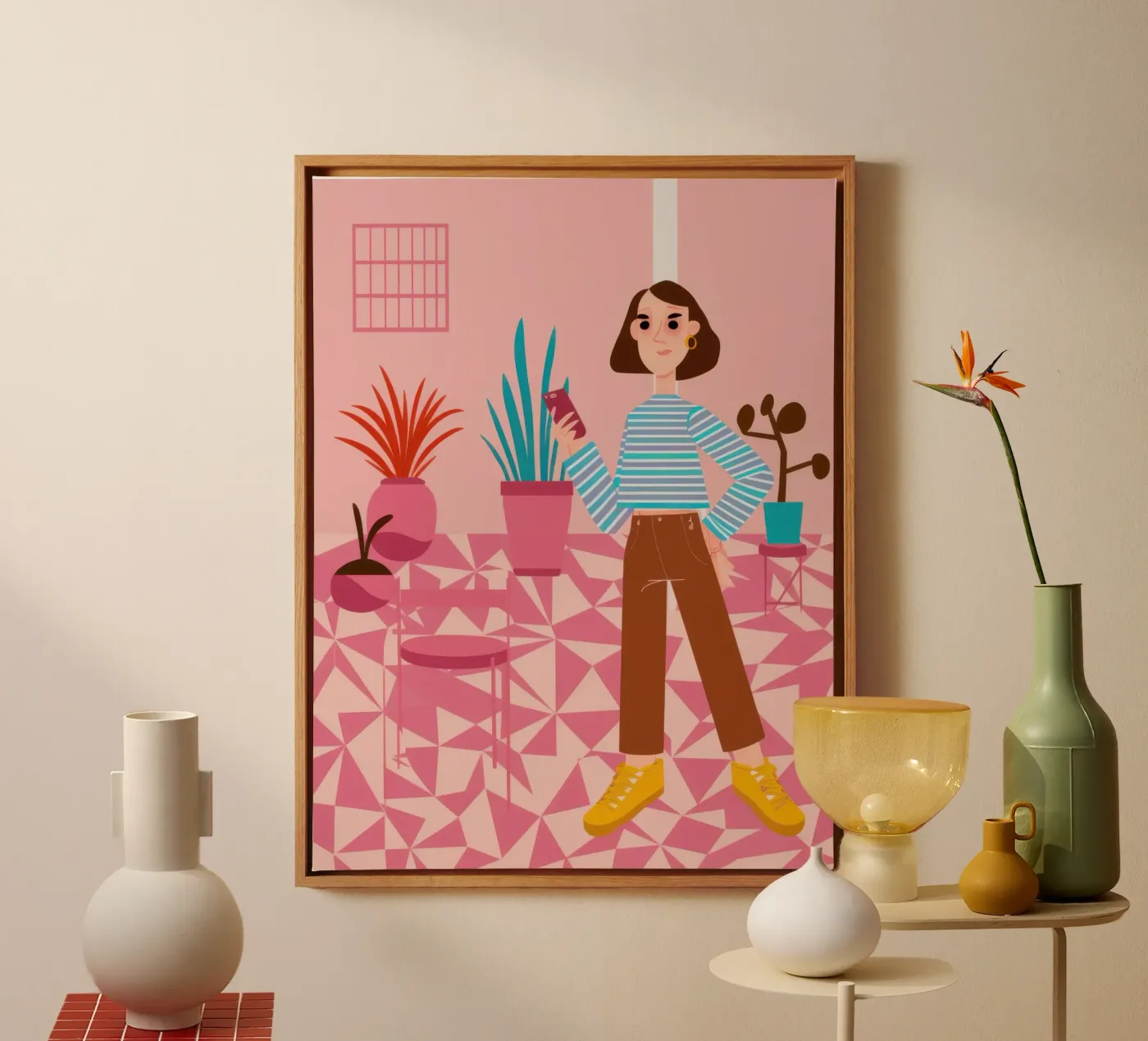 Patterned Floor Positivity canvas by Veil Maya