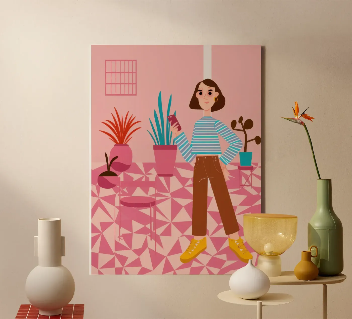 Patterned Floor Positivity canvas by Veil Maya