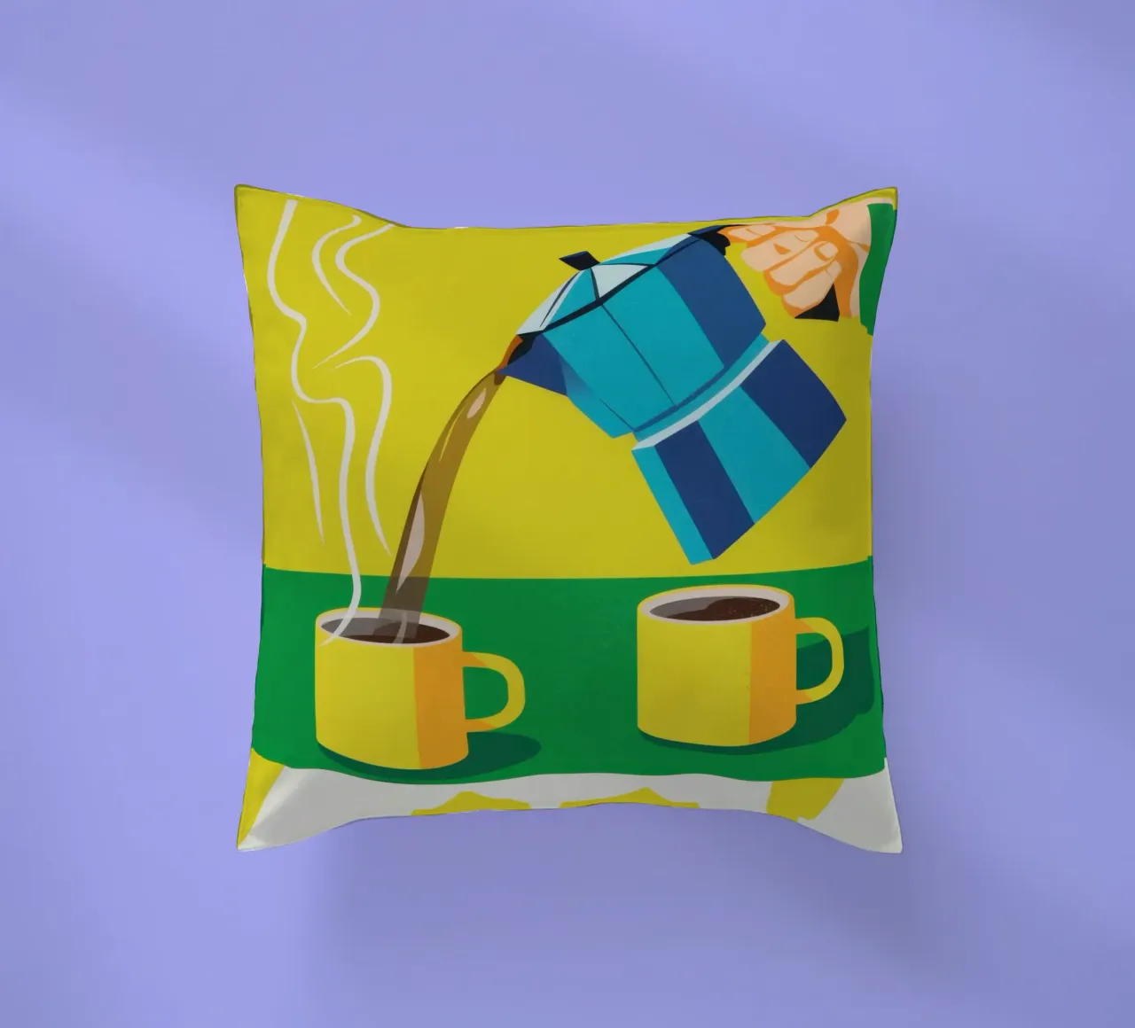Steaming Coffee Duet decorative cushion by Veil Maya