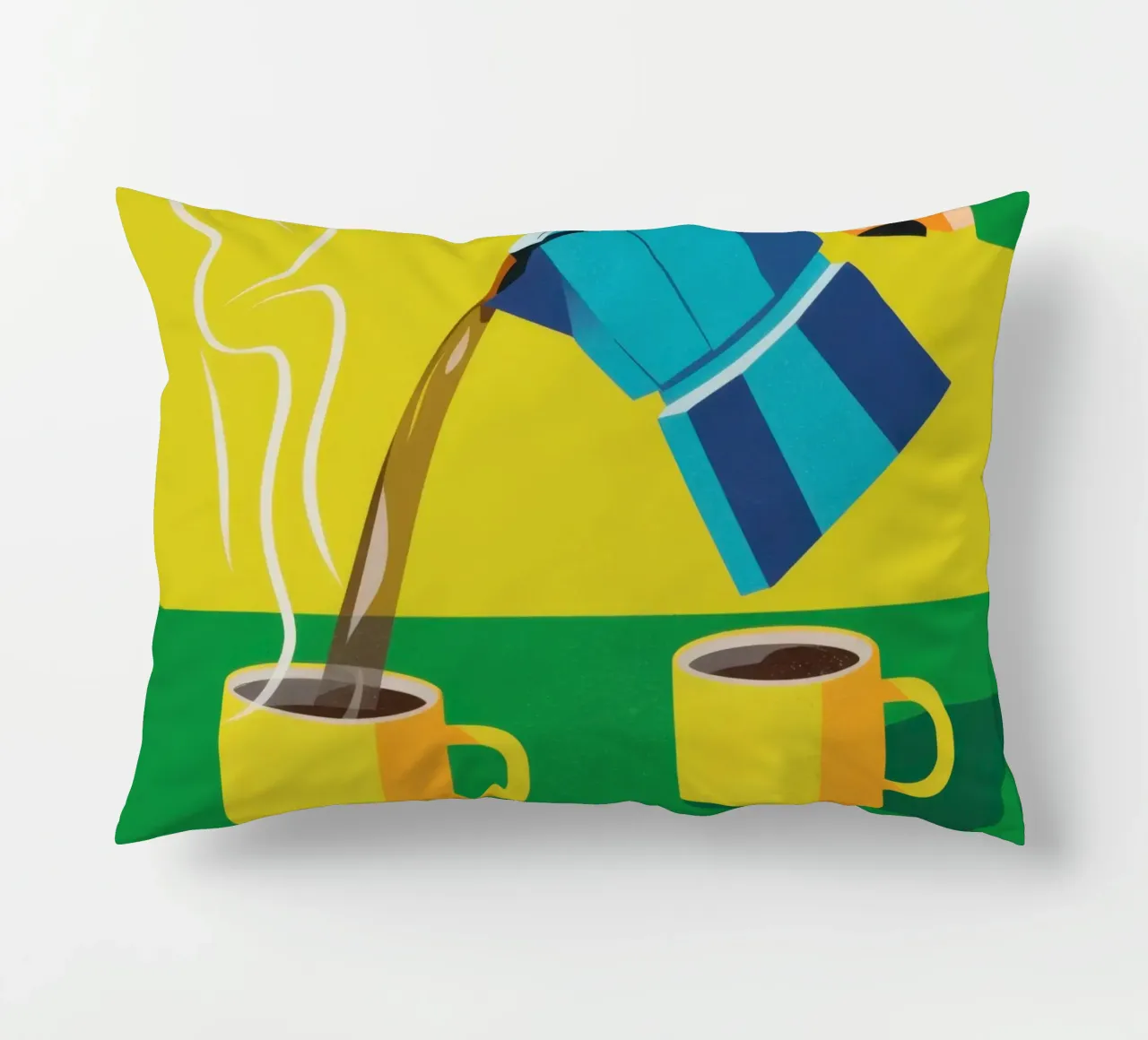 Steaming Coffee Duet decorative cushion by Veil Maya