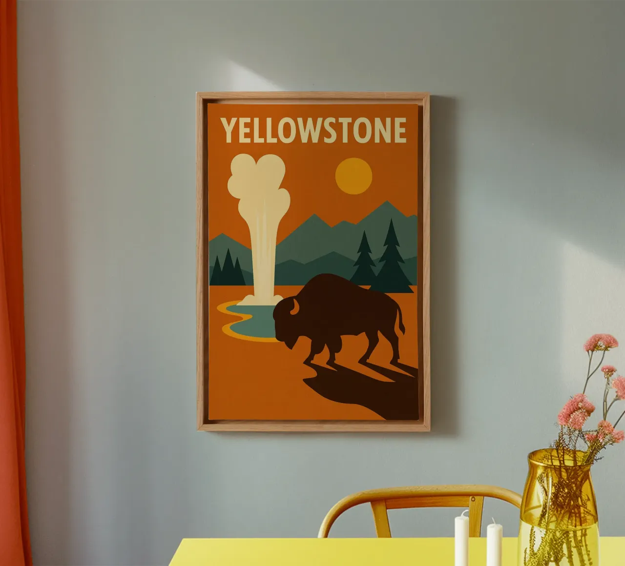 YELLOWSTONE - De roep van het buitenleven canvas met Baklijst van JETLAG | affiches voyage
