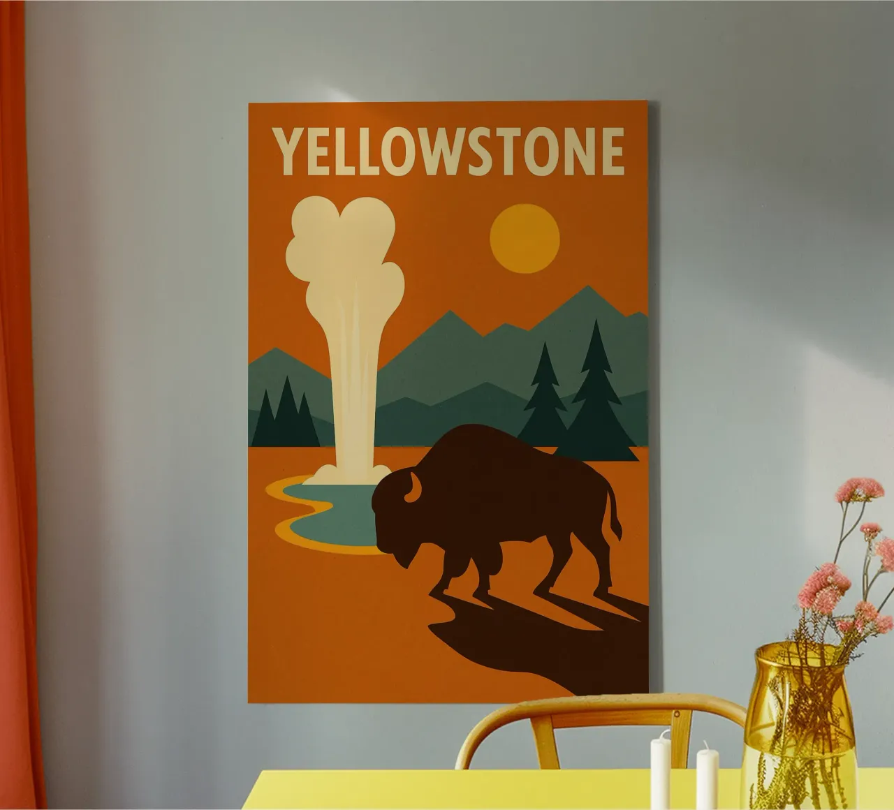 YELLOWSTONE - De roep van het buitenleven canvas met Baklijst van JETLAG | affiches voyage