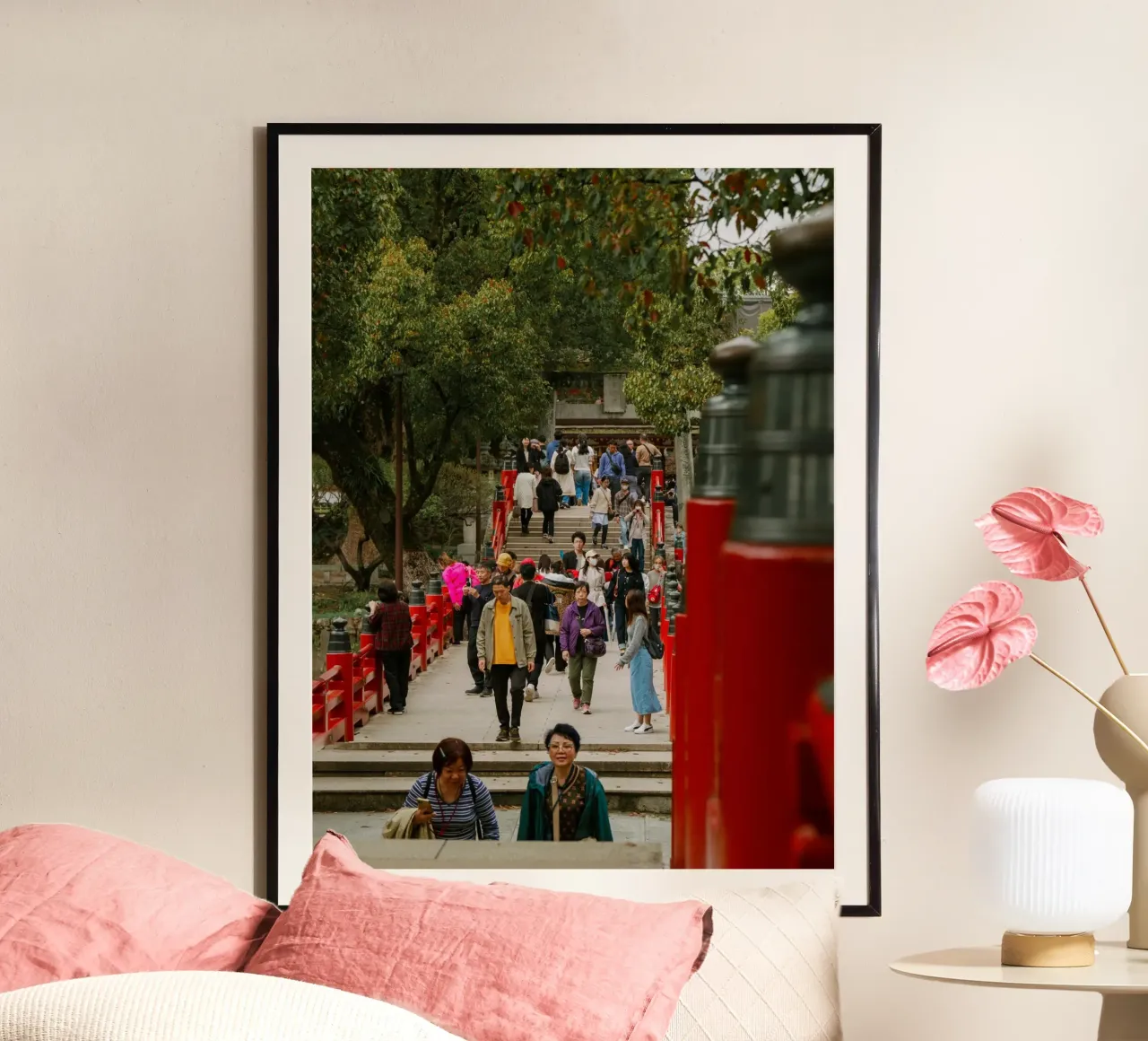 Ponte del Tempio giapponese a Fukuoka, Giappone poster con telaio in plastica da Marcel Bisig