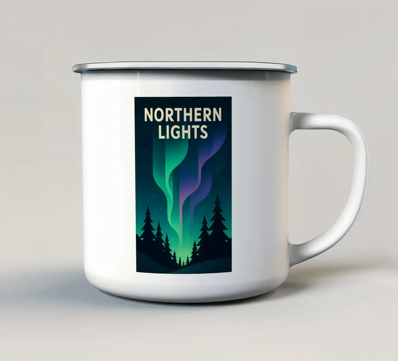 NORTHERN LIGHTS - Bringing the magic of the boreal to your home enamel mug by JETLAG | affiches voyage