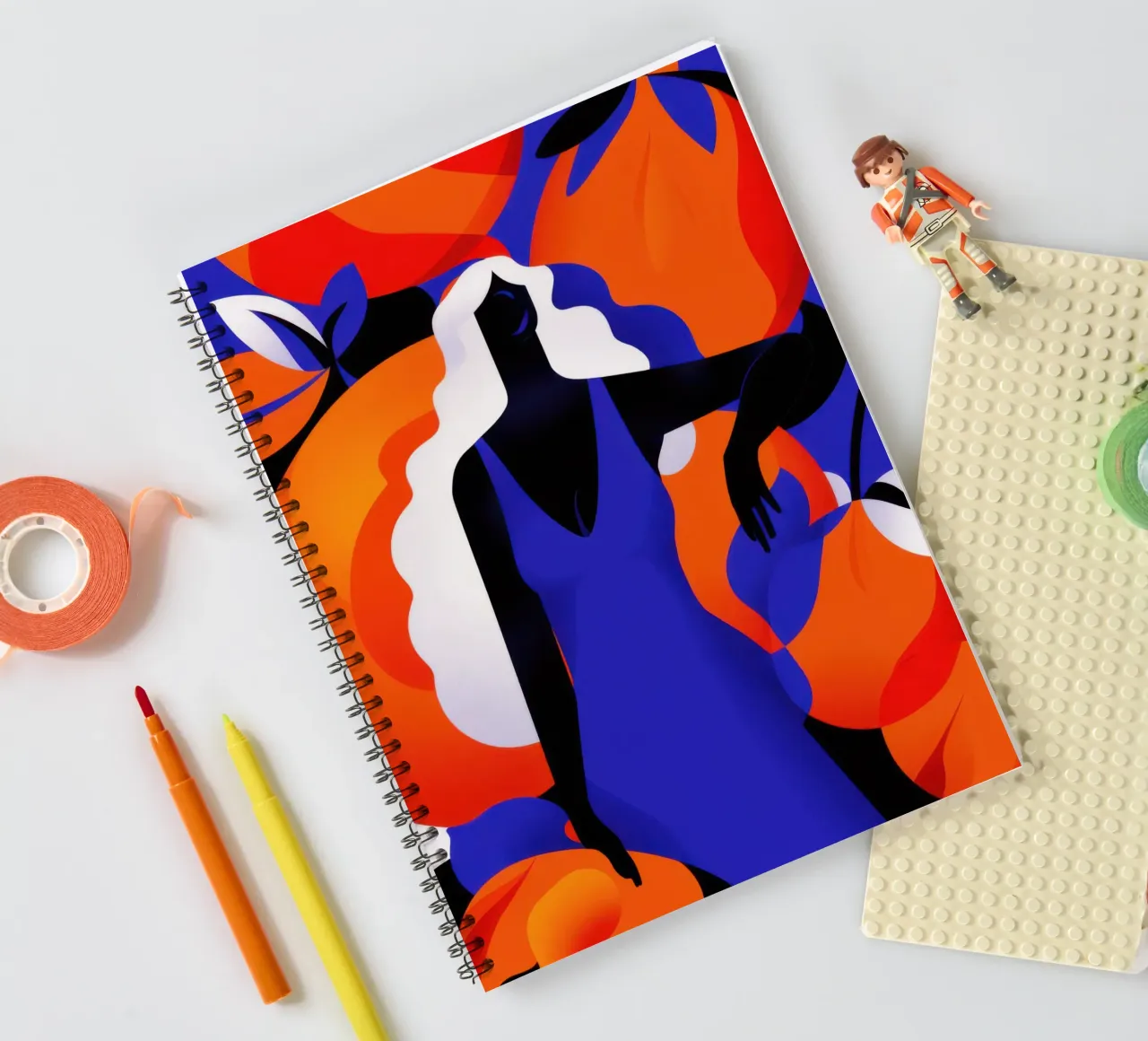 Tangled Orange Abstraction spiral notebook by Veil Maya