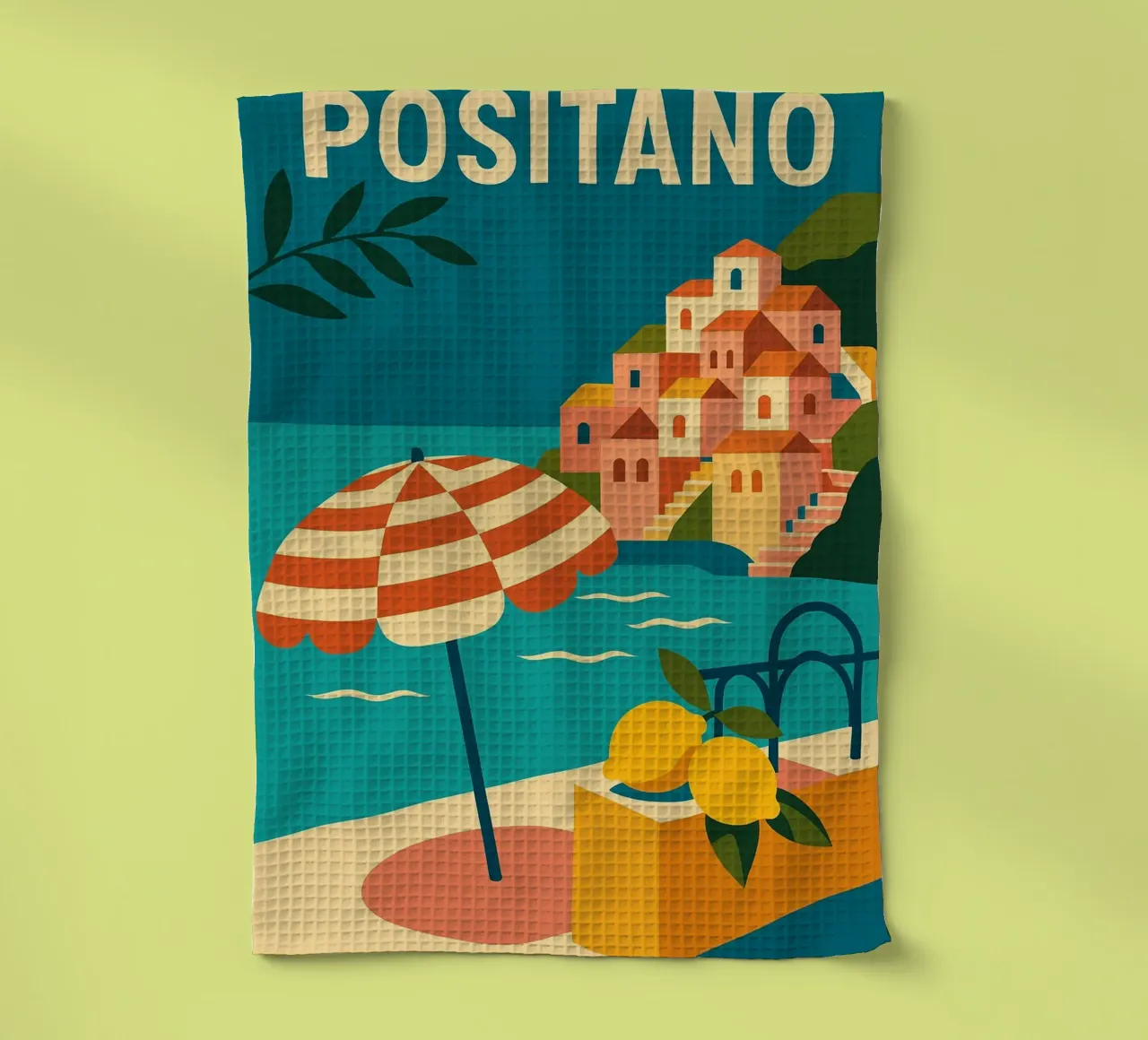POSITANO - Dolce vita on the Amalfi coast tea towel by JETLAG | affiches voyage