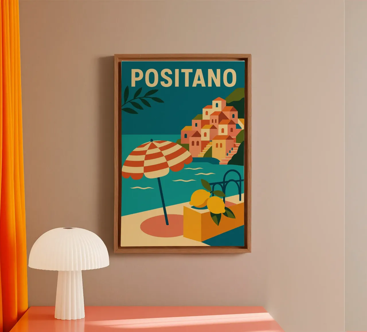 POSITANO - Dolce vita on the Amalfi coast canvas with Floater frame by JETLAG | affiches voyage
