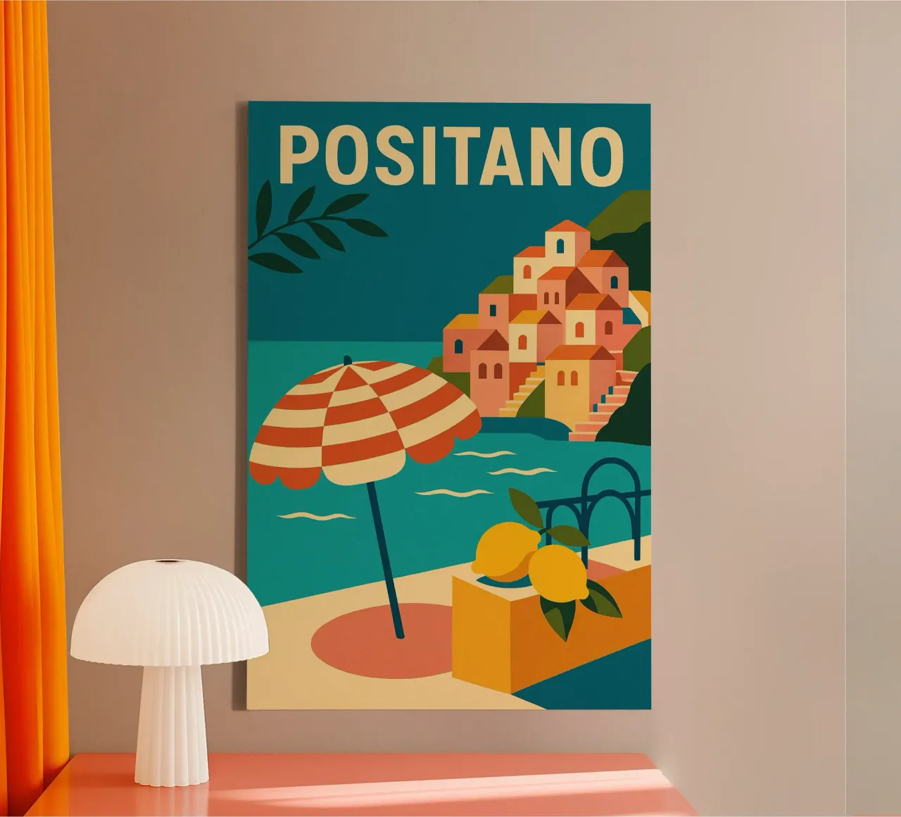 POSITANO - Dolce vita on the Amalfi coast canvas with Floater frame by JETLAG | affiches voyage