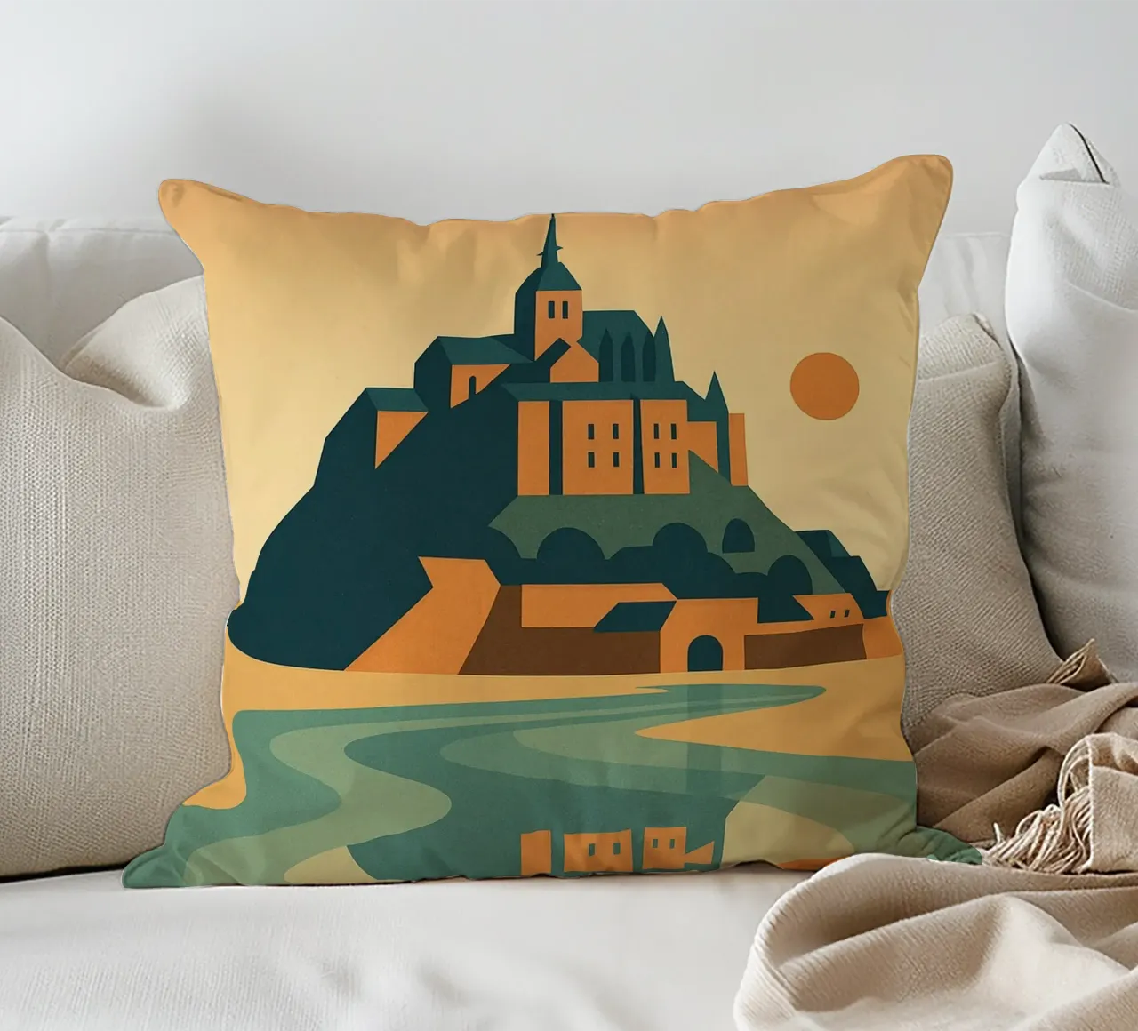 MONT-SAINT-MICHEL - Un'isola tra mare e cielo cuscino da JETLAG | affiches voyage