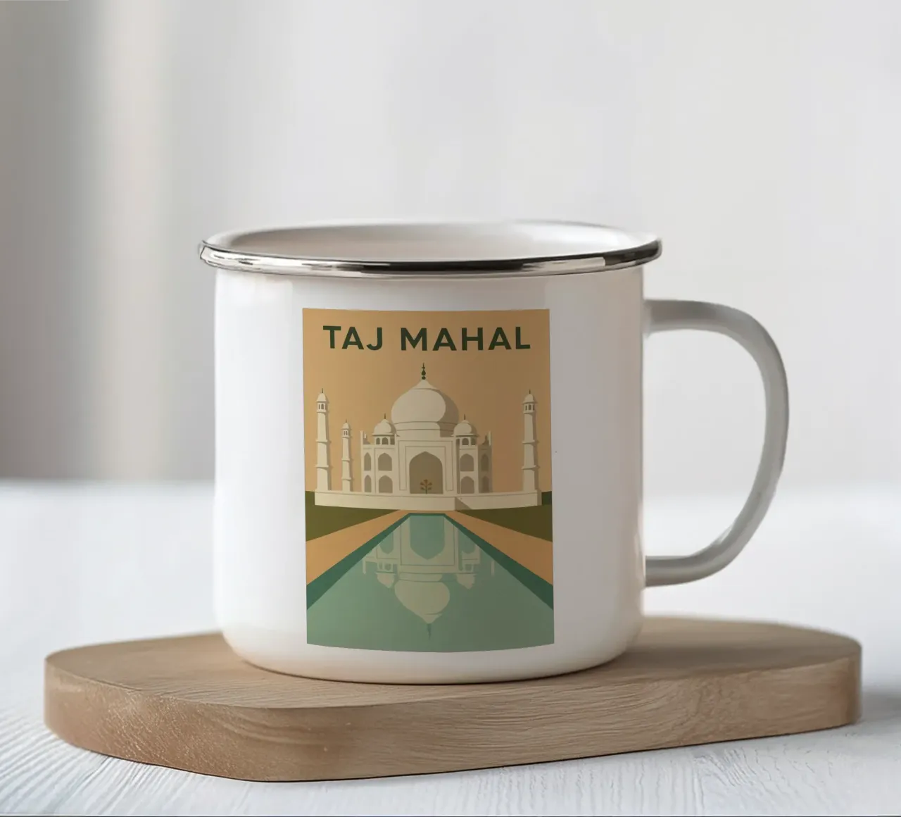 TAJ MAHAL - Il gioiello bianco dell'India tazza in smalto da JETLAG | affiches voyage