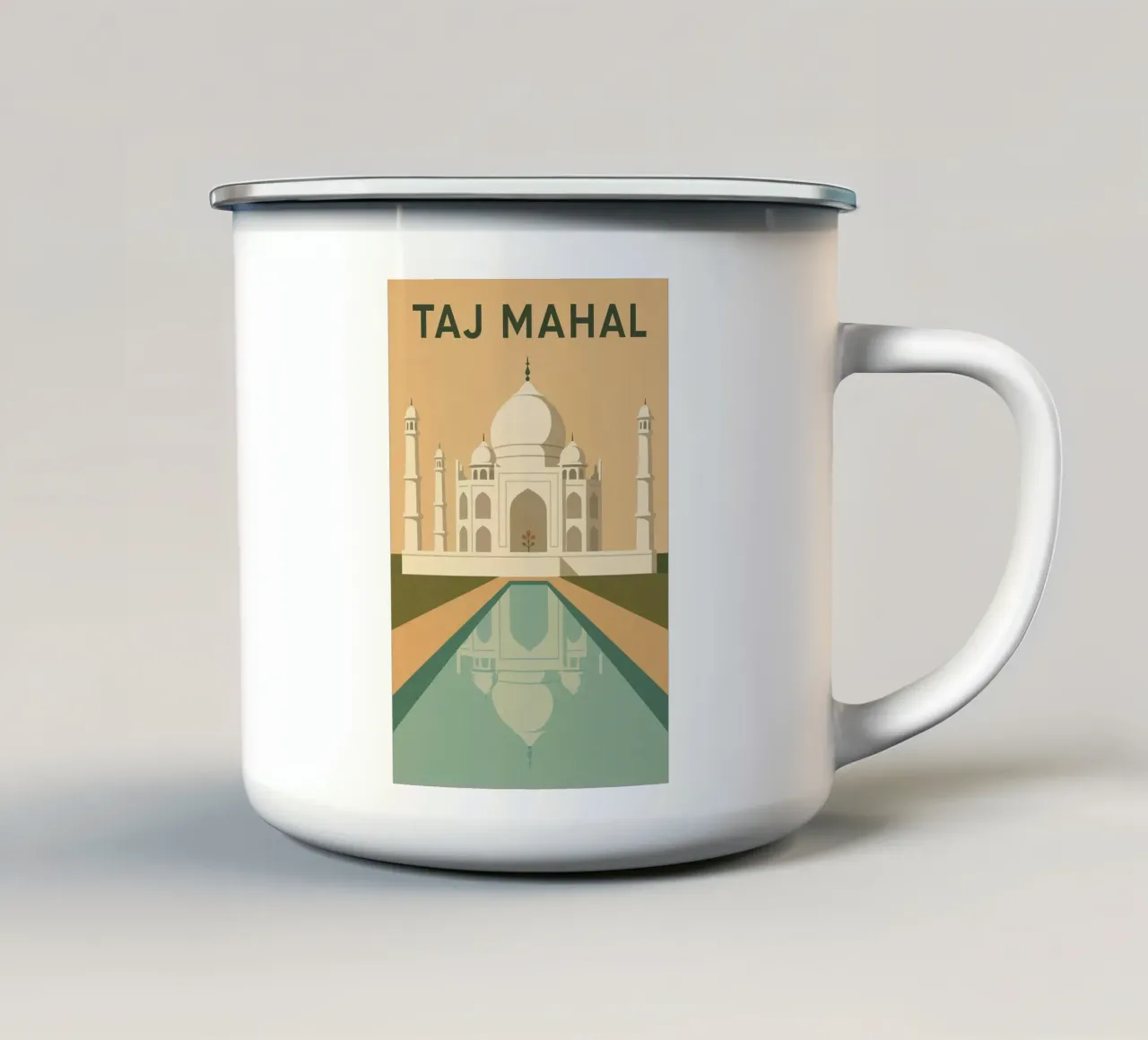 TAJ MAHAL - Il gioiello bianco dell'India tazza in smalto da JETLAG | affiches voyage