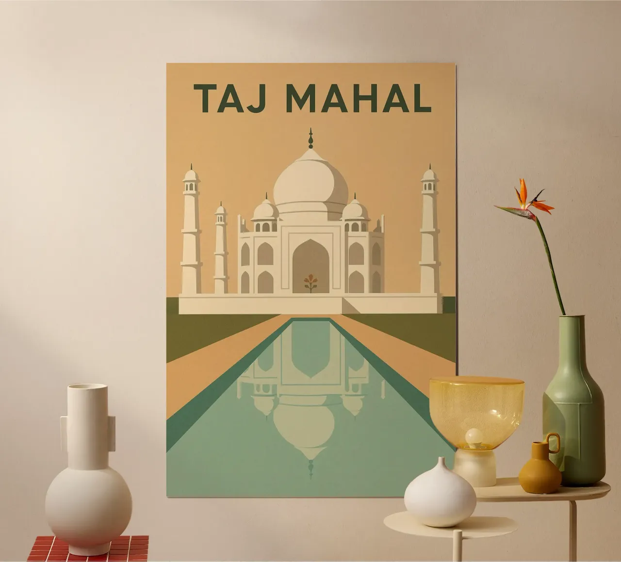 TAJ MAHAL - Das weiße Juwel Indiens Poster mit Holzrahmen von JETLAG | affiches voyage
