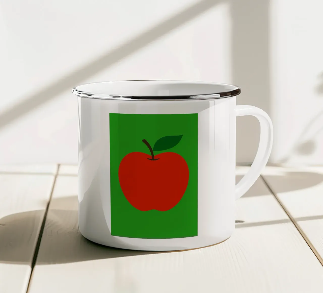 Een appel per dag emaille mok van KidzStudio