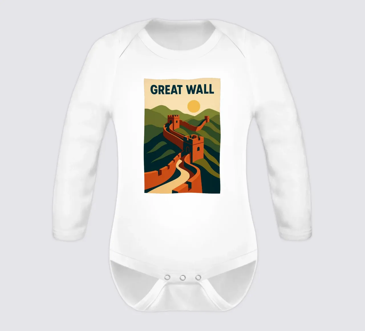 GREAT WALL - Infinity in perspective long-sleeve baby romper by JETLAG | affiches voyage