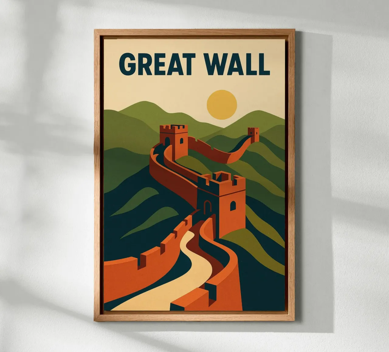GREAT WALL - Oneindigheid in perspectief canvas met Baklijst van JETLAG | affiches voyage