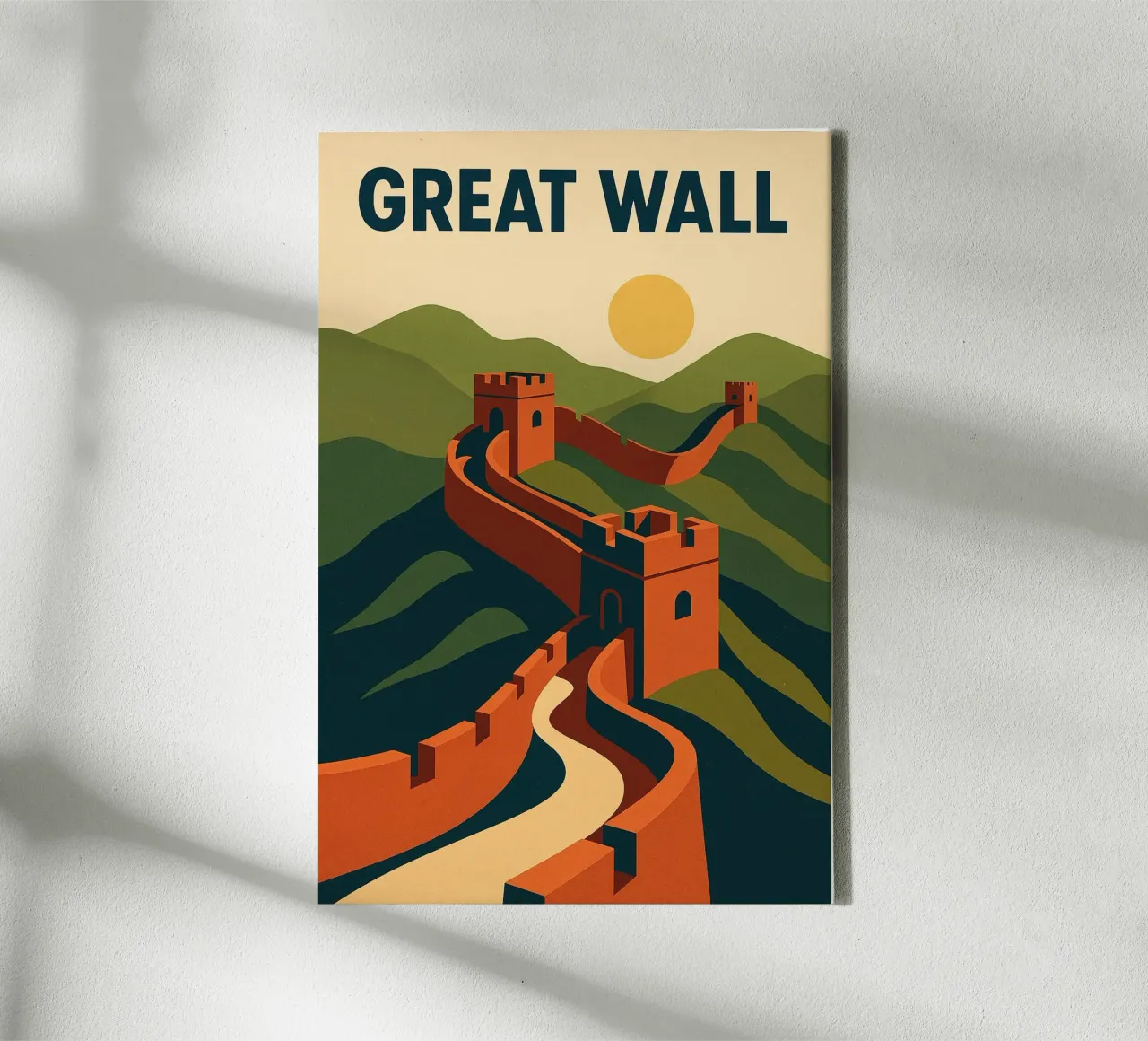 GREAT WALL - Oneindigheid in perspectief canvas met Baklijst van JETLAG | affiches voyage