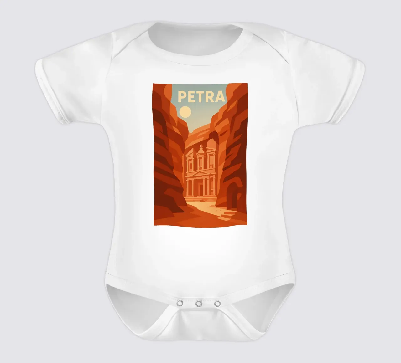 PETRA - Mystery carved in the rock short-sleeve baby romper by JETLAG | affiches voyage